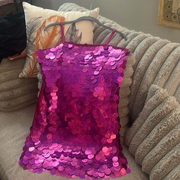 Vintage Pink sequins Dress Size Medium. - Picture 1 of 11